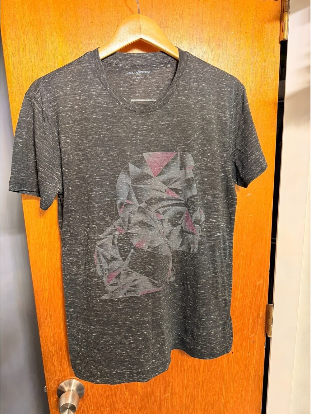 Karl Lagerfeld Paris Men’s Large Grey Mosaic Face T-Shirt